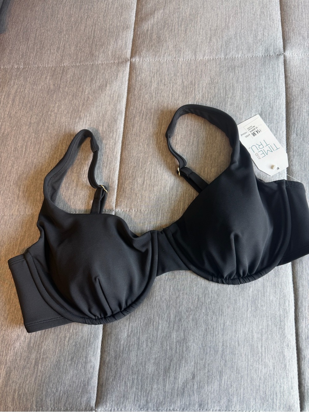 Time and Tru Black Underwire Bikini Top